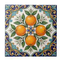Aqua Italian Majolica Orangen-Zitrus-Design