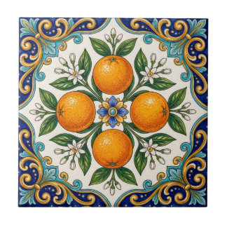 Aqua Italian Majolica Orangen-Zitrus-Design Fliese