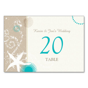 Aqua Ivory Taupe Beach Noces Numéros de table de m