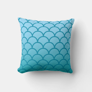 Aqua Japanese Wave Pattern Pillow Kissen