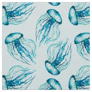 Aqua Jellyfish Aquarellmuster Stoff