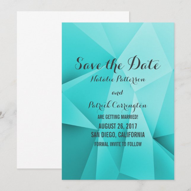 Aqua Jewel Tones Save the Date einladen Einladung (Vorne/Hinten)