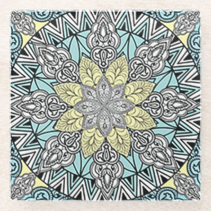Aqua Kaleidoskop Glasuntersetzer