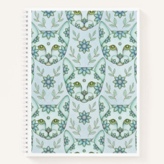 AQUA-KATZEN MIT BLUMEN-SKIZZENBUCH Spiralblock Notizbuch