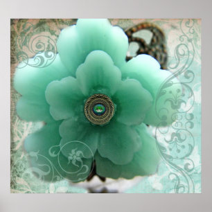 Aqua Kirschblüte Poster