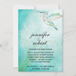 Aqua-Kolibri-Aquarell-Hochzeits-Einladung Einladung
