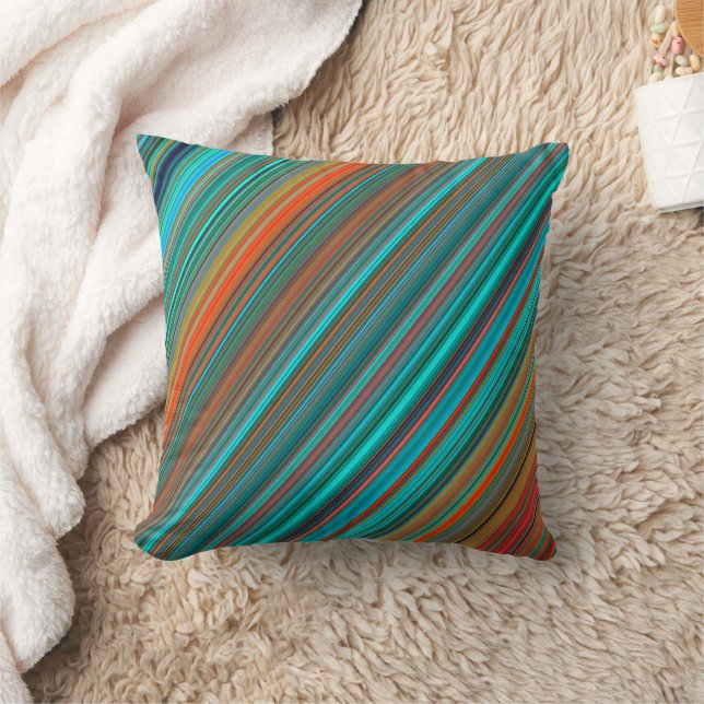 Aqua-Koralle gestreift Kissen (Decke)