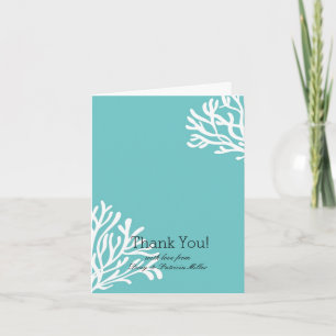 Aqua-korallenroter Strand danken Ihnen Dankeskarte
