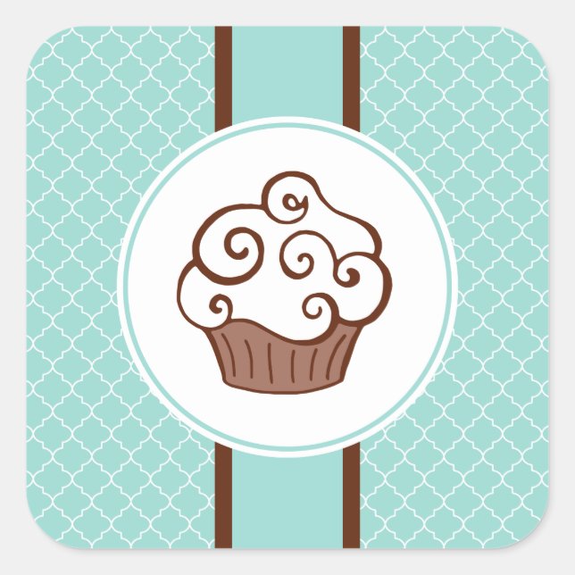 Aqua Lace Cupcake Stickers (Vorderseite)