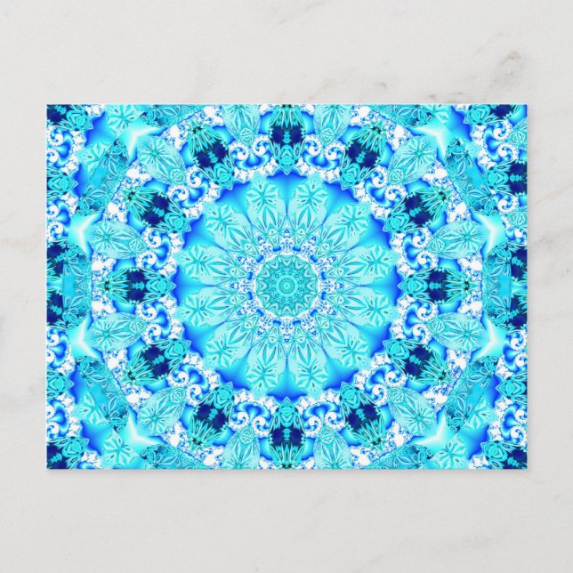 Aqua Lace, delikat, Abstrakt Mandala Postkarte (Vorderseite)