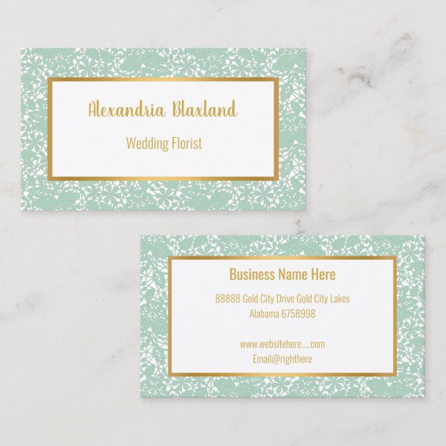 AQUA LACE GOLD WHITE BUSINESS CARD VISITENKARTE (Vorne/Hinten)
