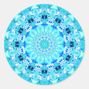 Aqua Lace Mandala, delikat, Abstrakt Runder Aufkleber