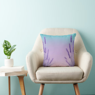 Aqua-Lavendel-Gefälle mit Lavendel-Blume Kissen