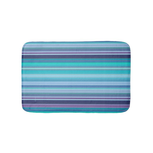 Aqua, Lavendel und Blaue Streifen Badematte (Vorderseite)