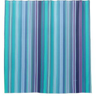 Aqua, Lavendel und Blaue Streifen Duschvorhang
