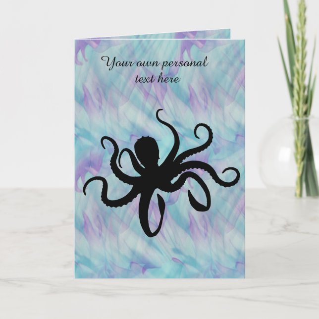 Aqua Lavender Octopus Toute Occasion Carte de voeu (Devant)