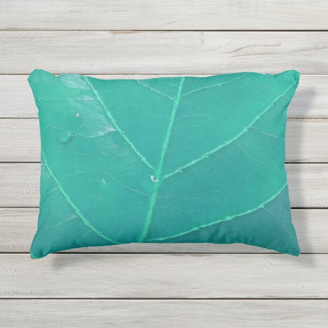 Aqua Leaf Kissen Für Draußen (Vorderseite)