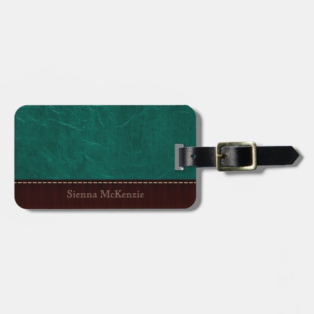 Aqua Leather Look Gepäckanhänger (Vorderseite horizontal)