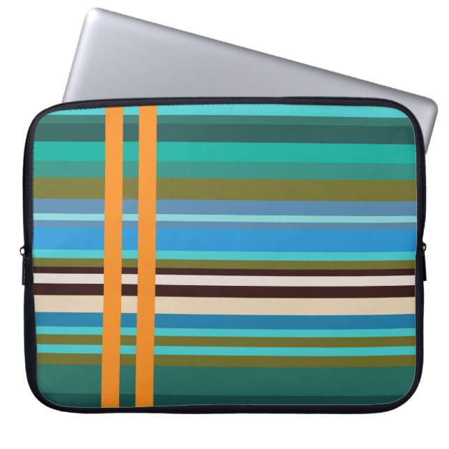 Aqua Life Stripes Neopren Laptop Schlauch 15" Laptopschutzhülle (Vorderseite)