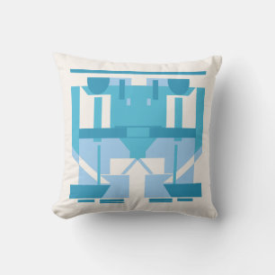 Aqua Light Blue Türkise Weiß Abstrakt Mosaik Kissen