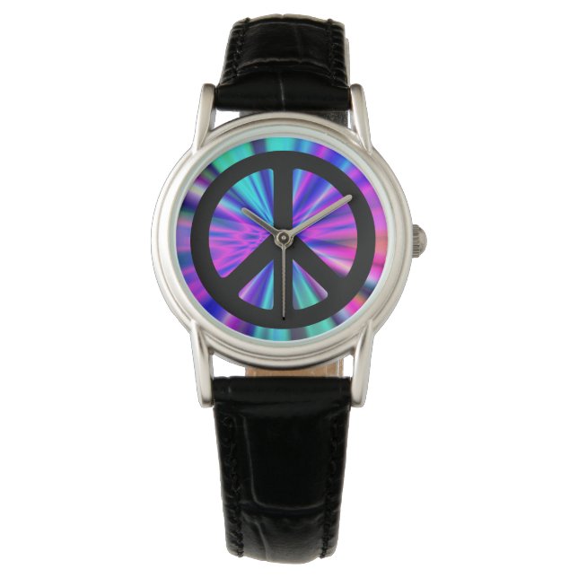 Aqua Light Show mit Peace Sign Armbanduhr (Vorderseite)