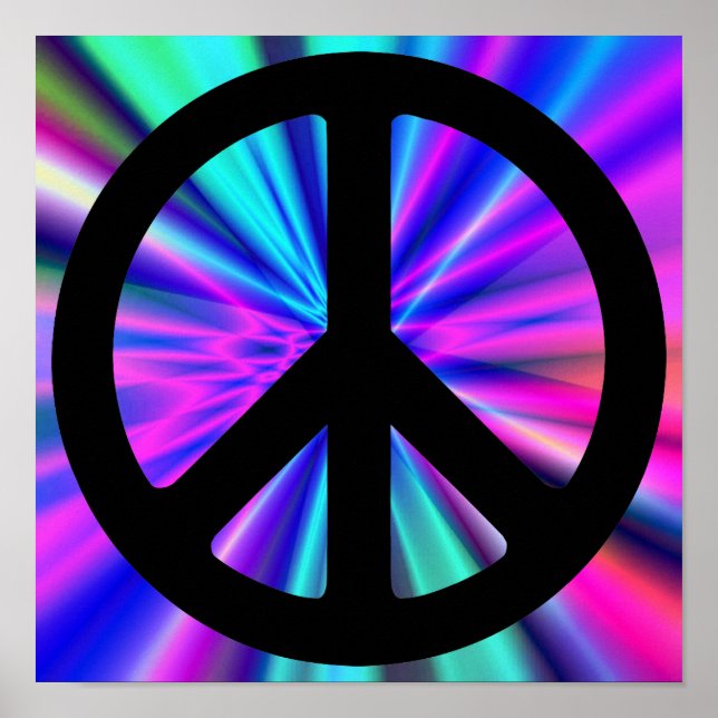 Aqua Light Show mit Peace Symbol Poster (Vorne)