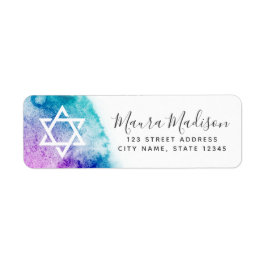 Aqua lila Aquarellschläuche Mitzvah Rücksendeadres