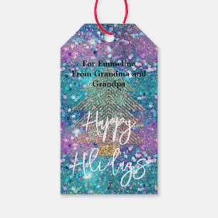 Aqua Lila Gold Glitzer Tree Geschenkanhänger