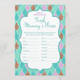 Aqua Lila Mermaid Baby Shower Game Einladung