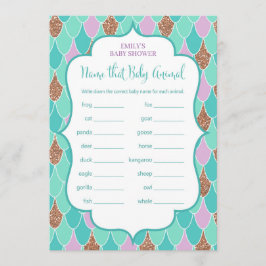 Aqua Lila Mermaid Baby Shower Game Einladung