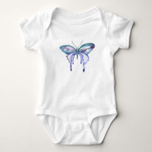 Aqua Lila Schmetterling Baby Strampler