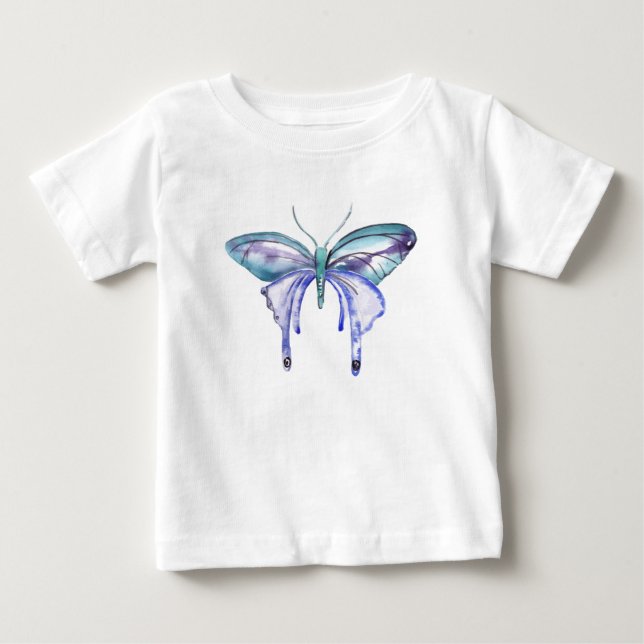 Aqua Lila Schmetterling Baby T-shirt (Vorderseite)
