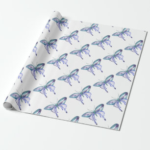 Aqua Lila Schmetterling Geschenkpapier