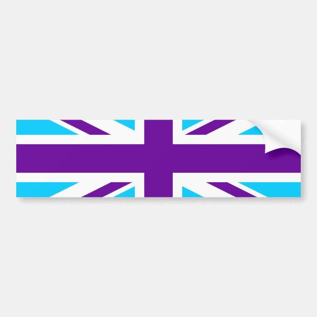 Aqua Lila Union Jack Autoaufkleber (Vorne)