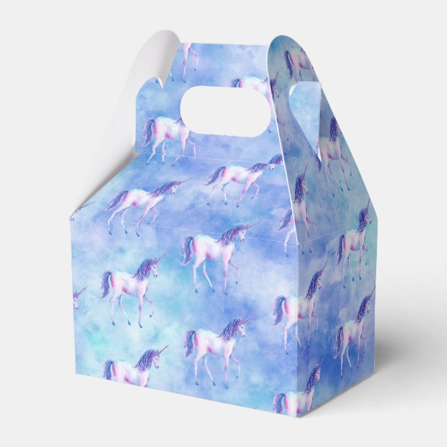 Aqua Lila White Unicorns Geschenkschachtel (Vorderseite)