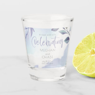 Aqua Lilac Blätter Save the Date Schnapsglas