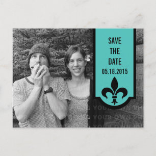 Aqua Lilie Banner Save the Date Postkarte