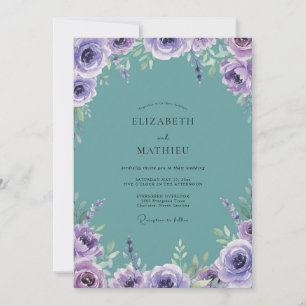 Aqua-Lilien-Hochzeit Einladung