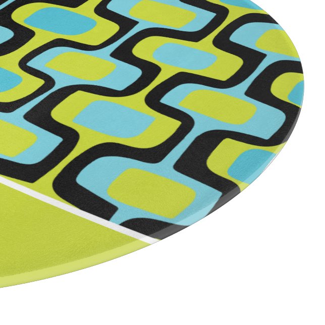 Aqua Limon Black Mid Century Mod Retro Muster Schneidebrett (Ecke)