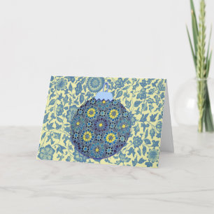 Aqua Limon Floral Ornament Weihnachtskarte Karte