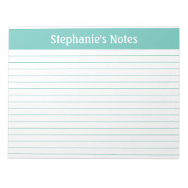 Aqua Lined 11 x 8,5 Landschaft Personalisiert Notizblock