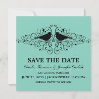 Aqua Love Bird Wirbel Save the Date einladen