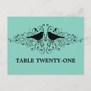 Aqua Love Bird Wirbel Tischnummer Postkarte