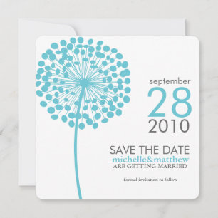 Aqua Löwenzahn Save the Date Ankündigungen