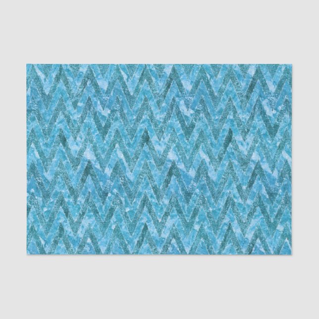 Aqua Marbled Zickzack Seidenpapier (Vorderseite)