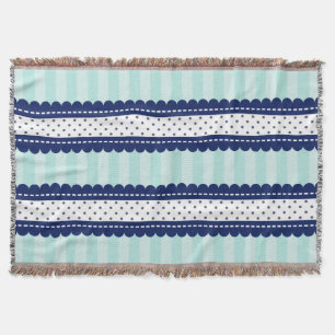 Aqua-Marine-blaue Streifen und Tupfen-Muster Decke