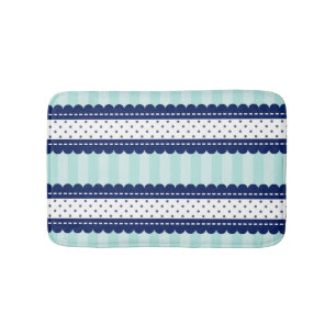 Aqua-Marine-blaue Streifen und Tupfen-Muster Thro Badematte
