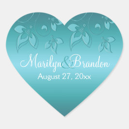 Aqua-marine Flora 1,5" Heart Sticker