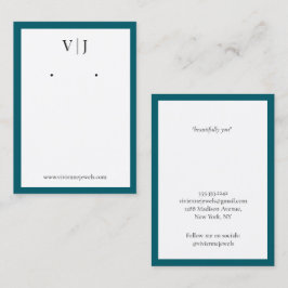 Aqua Marine Monogramm Schmuck Ohrhänger Displaykar Visitenkarte