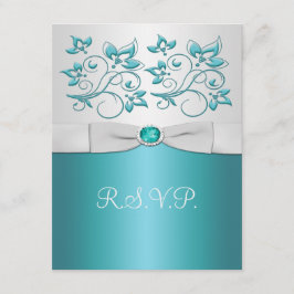 Aqua-marine und silberne Antwortkarte II RSVP Karte